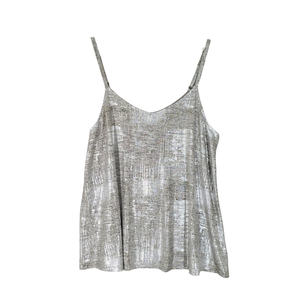 Torrid Cami Top Womens 1 Silver Gold Metallic Shimmer V-Neck Adjustable Straps